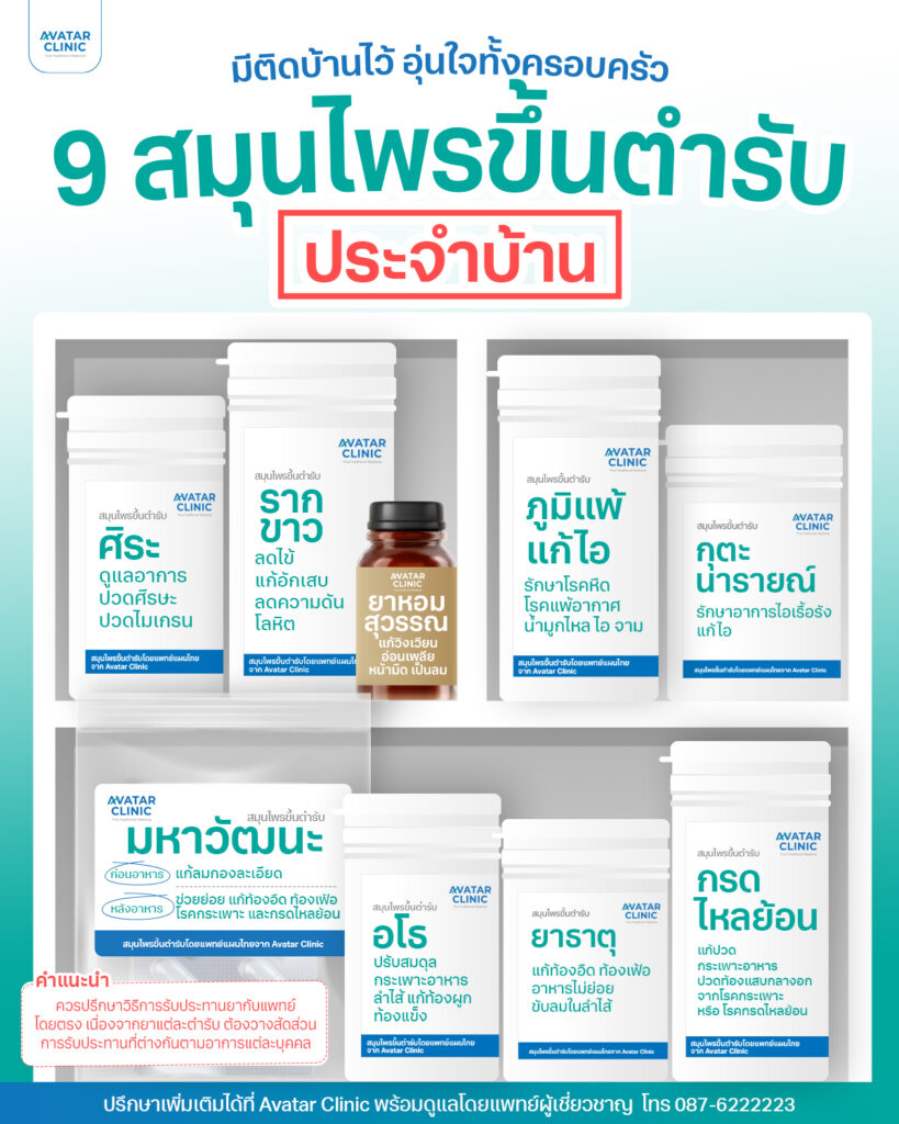 มีไว้ติดบ้านอุ่นใจทั้งครอบครัว 9 สมุนไพรขึ้นตำหรับประจำบ้าน ศิระ รากขาว ภูมิแพ้แก้ไข กุตะนารายณ์ มหาวัฒนะ อโธ ยาธาตุ กรดไหลย้อน